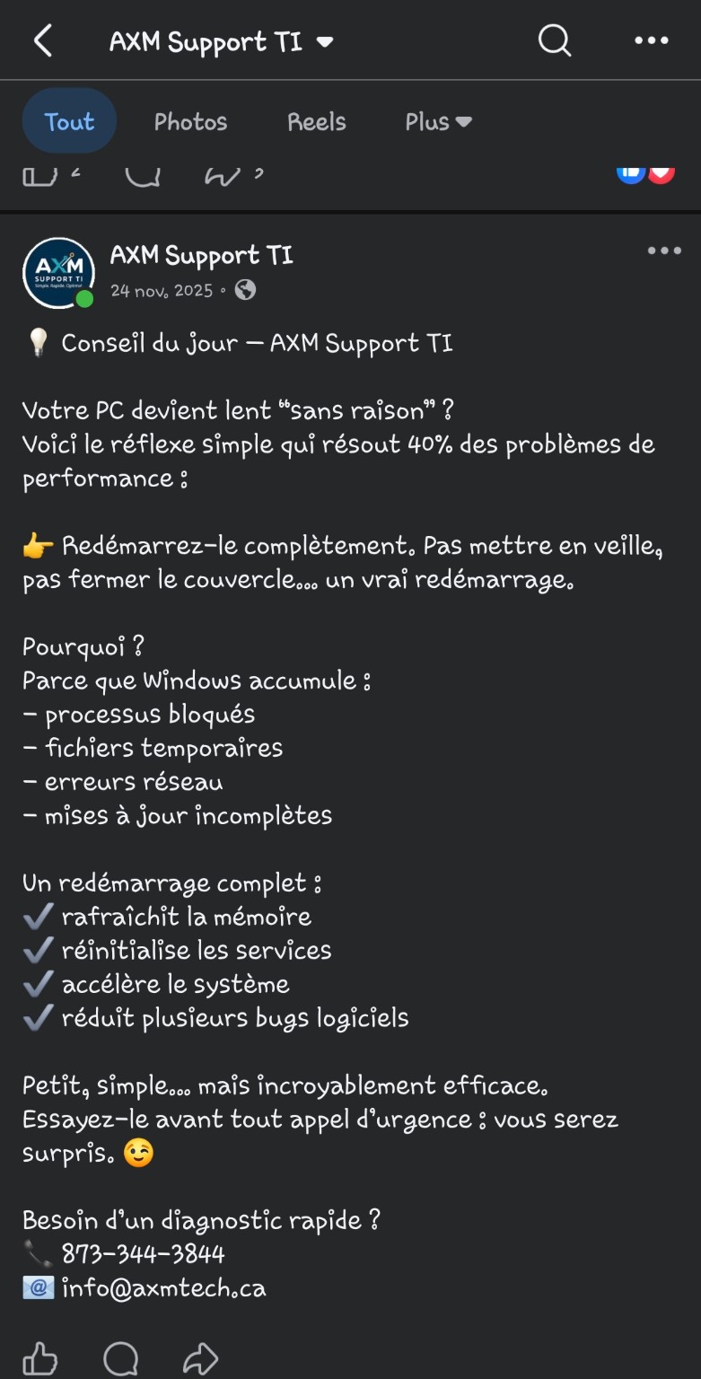 Conseil du jour AXM Support TI