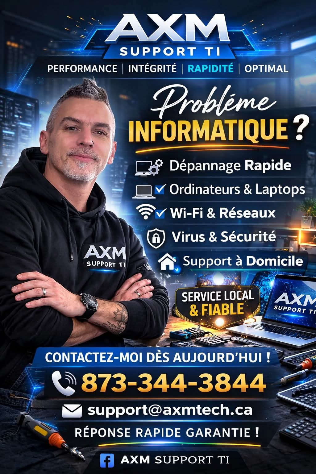 Publicité AXM Support TI dépannage rapide